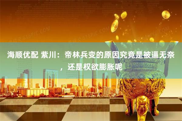 海顺优配 紫川：帝林兵变的原因究竟是被逼无奈，还是权欲膨胀呢